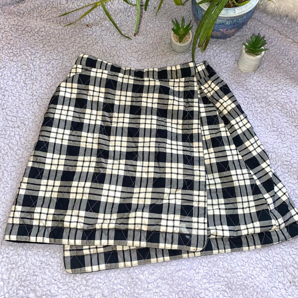 Vintage Snap Wrap around Skirt in Plaid